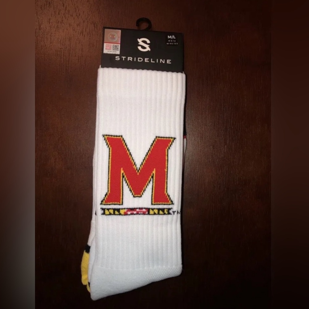 UNIVERSITY OF MARYLAND STRIDELINE CREW SOCKS NWT MEN’S SHOE SIZE 8-12